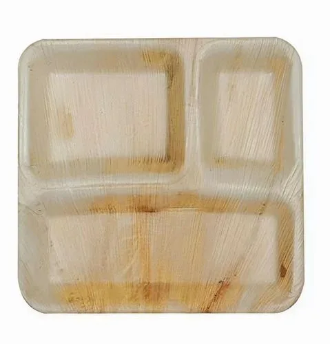 9 Inch 3 Compartment areca leaf Plate