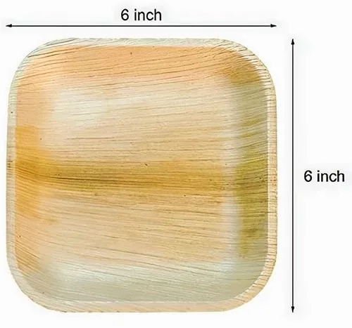 6 Inch Square Areca Leaf Plates