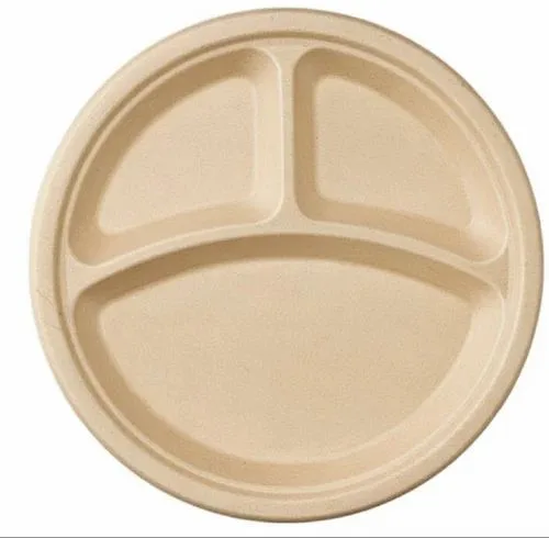 10inch 3cp brown round sugarcane bagasse plate