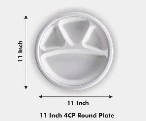 11 inch 4 Compartment Round Bagasse Disposable Plate