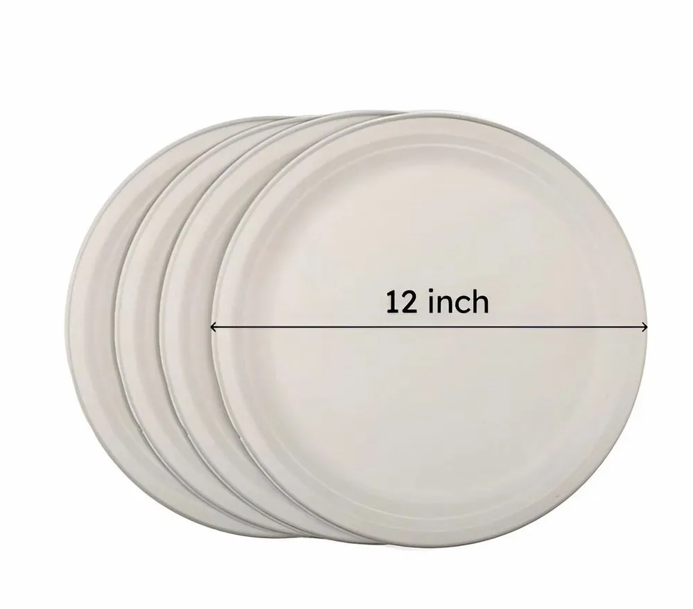 12 inch Round Bagasse Disposable Plate