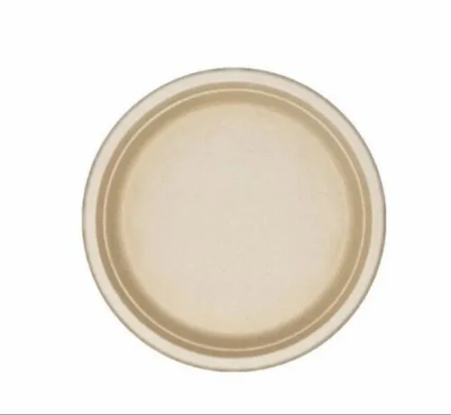 12inch brown round sugarcane bagasse plain plate