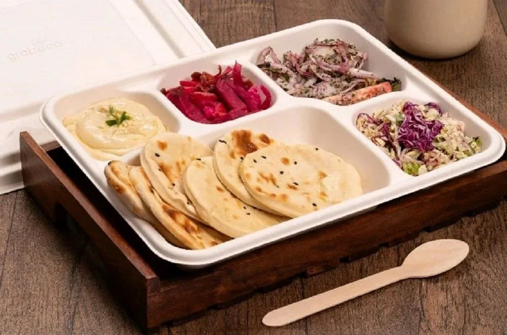5 Compartment Disposable Bagasse Meal Tray
