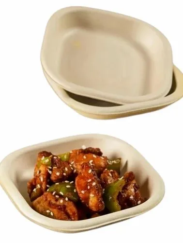 5inch sugarcane bagasse brown square plate