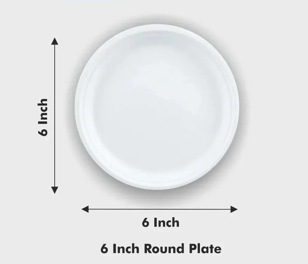 6 inch Round Bagasse Disposable Plate